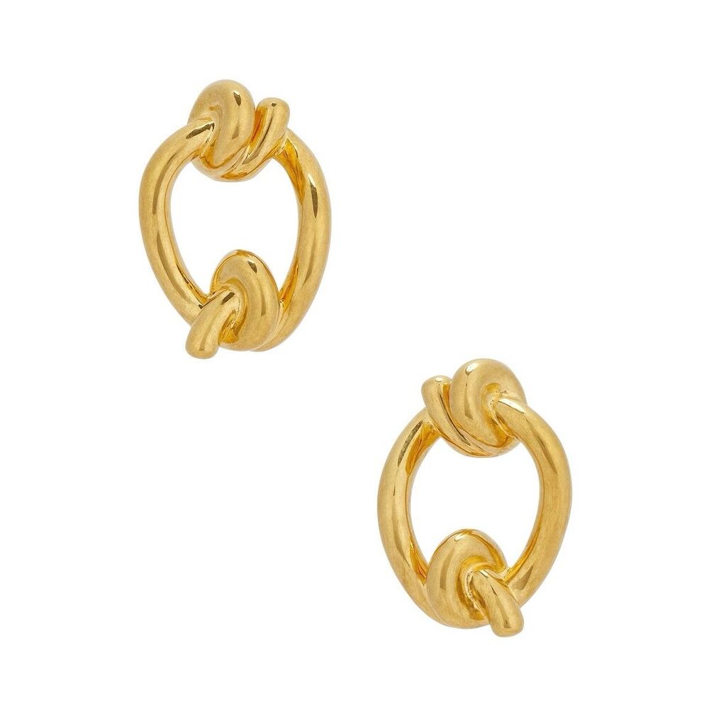 SAINT‎ LAURENT Hoop Earrings in Or Laiton - Picture 2 of 8